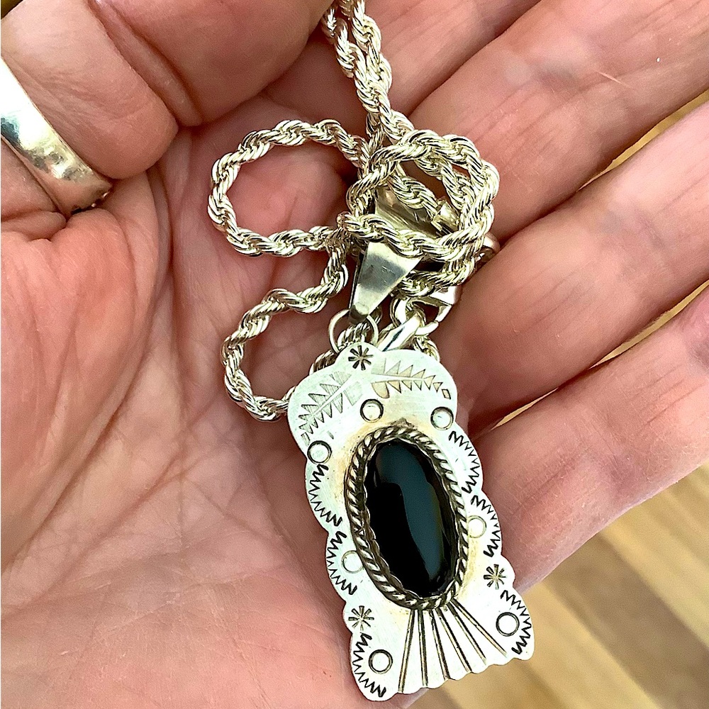 Onyx / sterling necklace